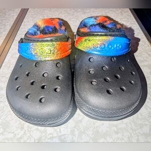 CROCS Kids Black Slippers with Colorful Strap